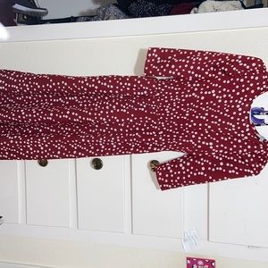 Used once. Like new red dress with white dots
